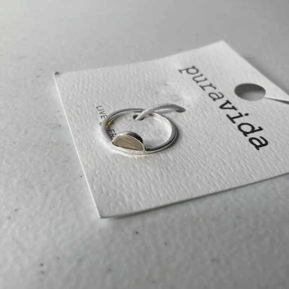 *Pura Vida Sterling Silver Half Moon Howlite Ring-Size 8 - Picture 3 of 4